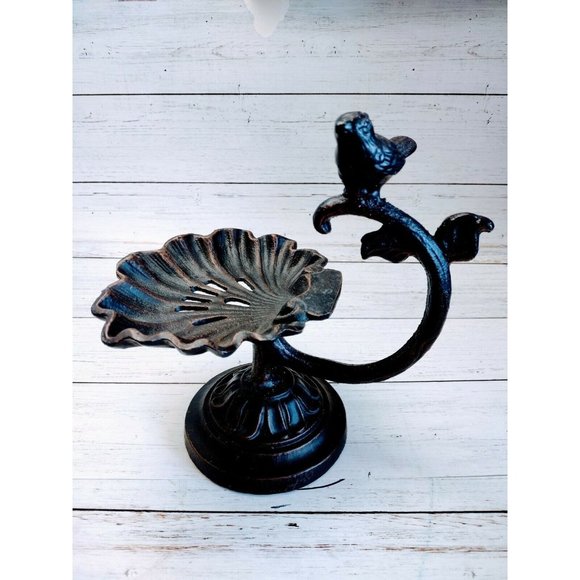 Cast Iron Other - Cast Iron Soap Holder Slotted For Bathroom Kitchen Bird Ornate Black